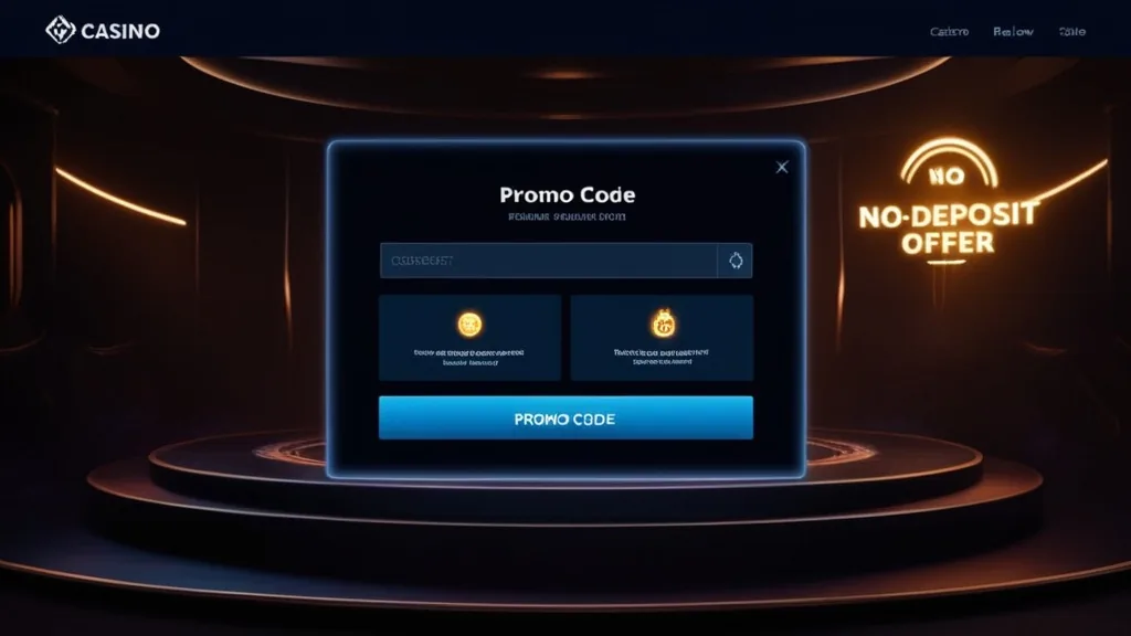 Casino cashier screen with promo code field and bonus icons